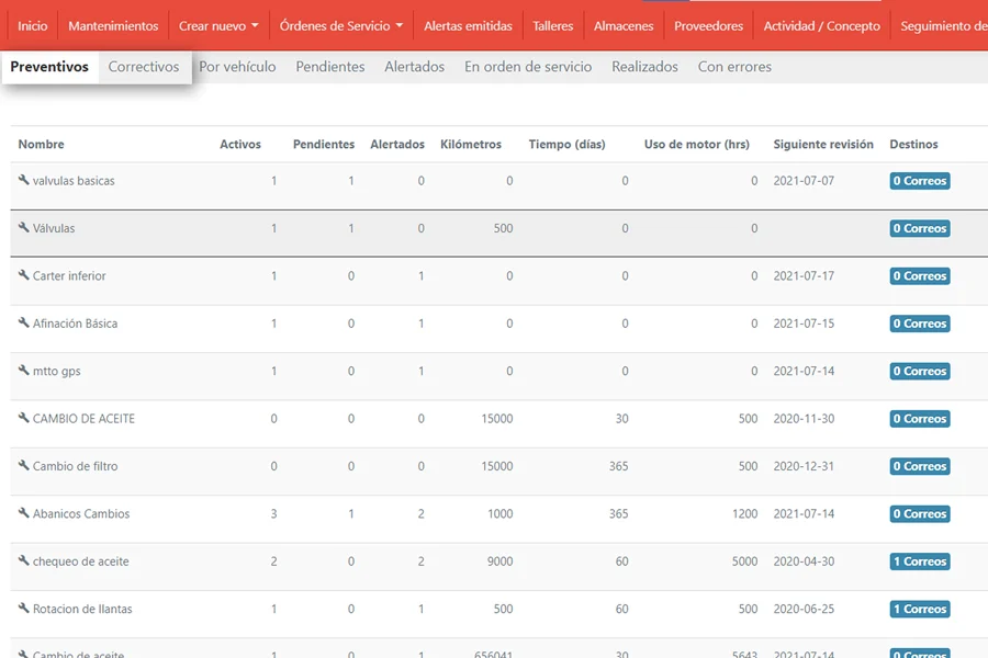 Mantenimientos preventivos y correctivos