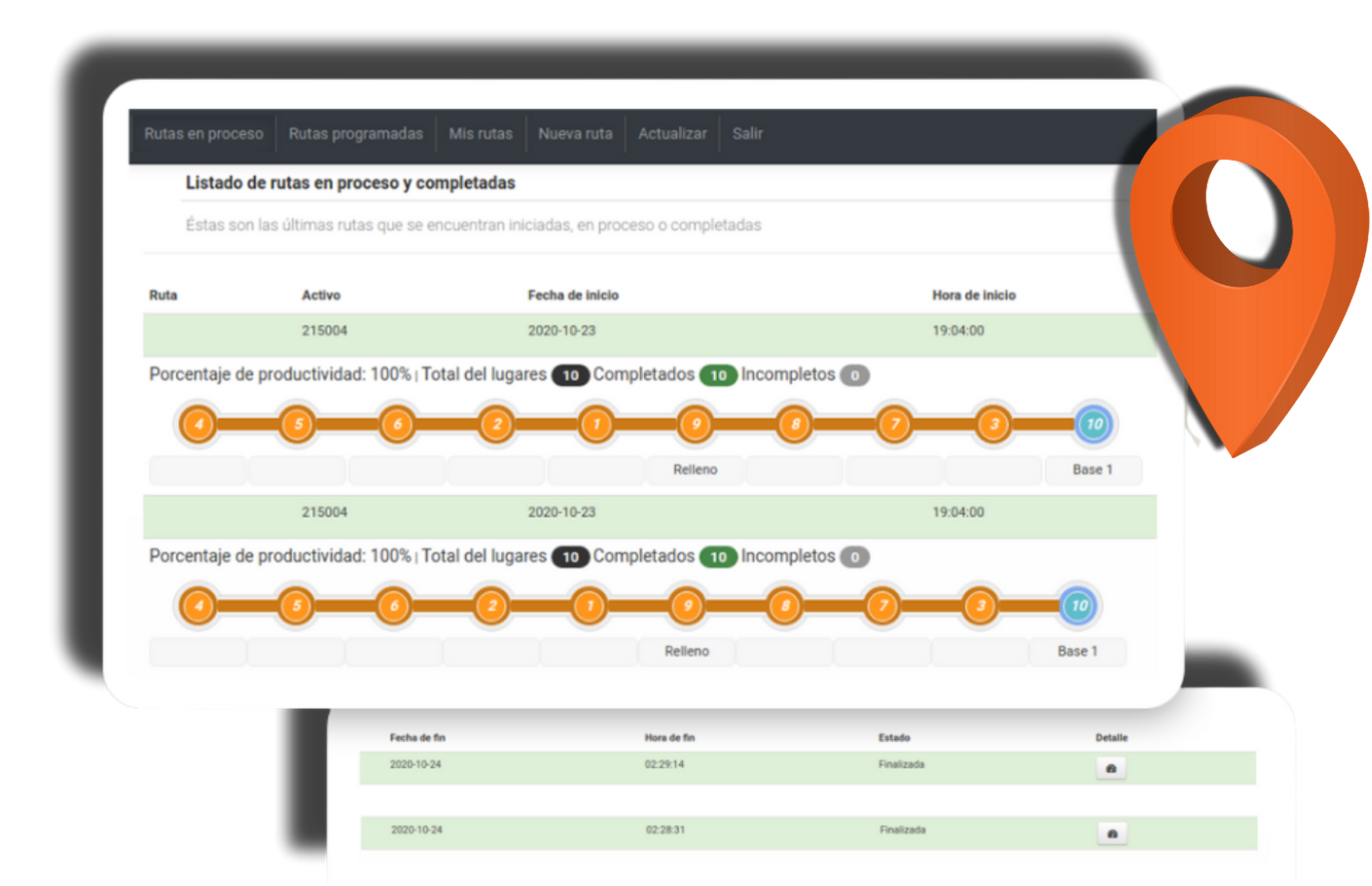 Control de tiempos y paradas - Distribución